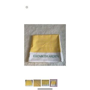 Elizabeth Arden Tablecloth Sunflowers Yellow Gingham Square 56x54 Inches. Read